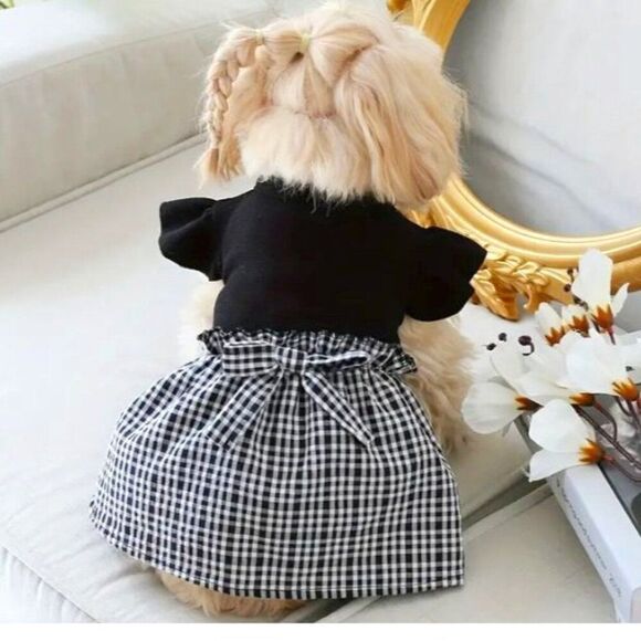 Black and Plaid Dog Pet Cat Small Dess NWOT‎ - Picture 1 of 4